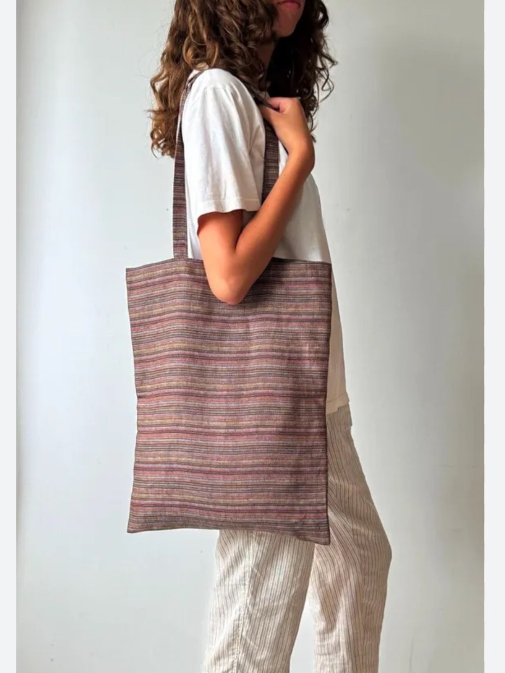 ❤️… MISSONI Striped Multicolor Knit Tote Bag - Neutral & Rust Stripes